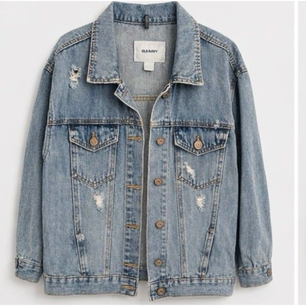 Old Navy Distressed Jean Jacket size Large EUC